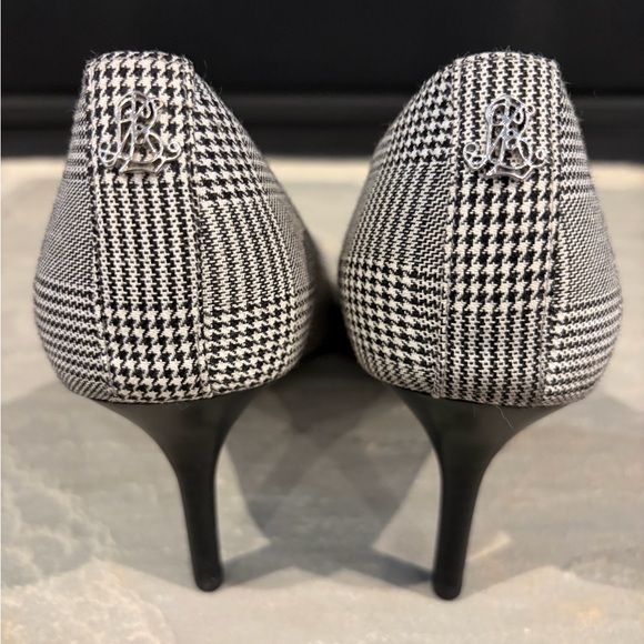 Ralph Lauren Black/White Plaid Office Heels Size 8 - Picture 3 of 7